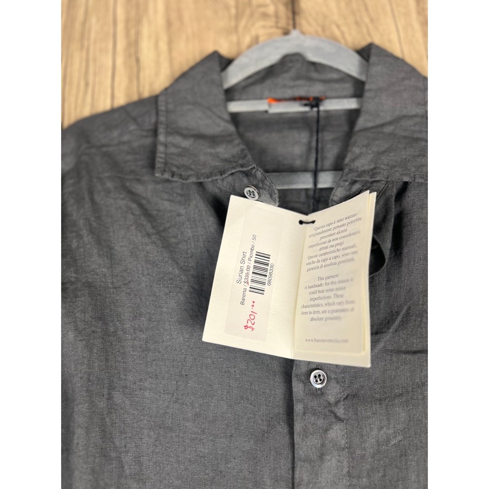 BARENA SURIAN LINEN SHIRT GRAY SIZE IT 50 US L RETAIL 335$ - Picture 3 of 6